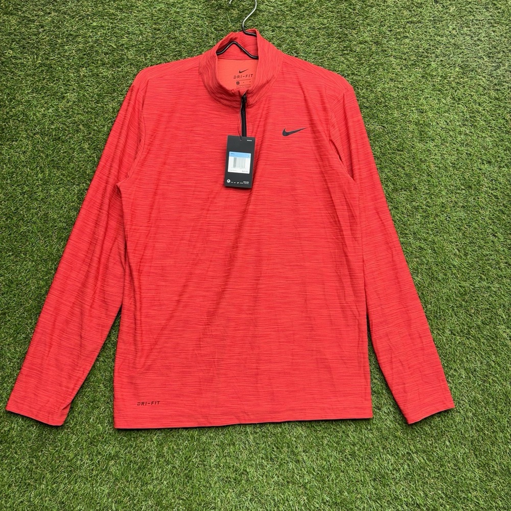 Nike Dri-FIT 1/4 Zip Shirt Mens Medium Red Pullover 940177-687 Lightweight NWT